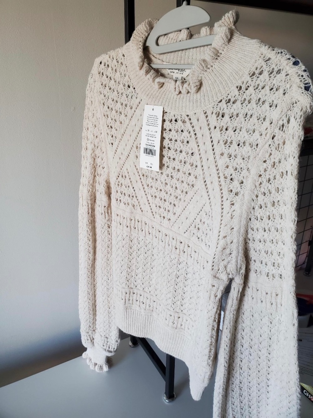 Miss Selfridge Mock Neck Crochet Sweater